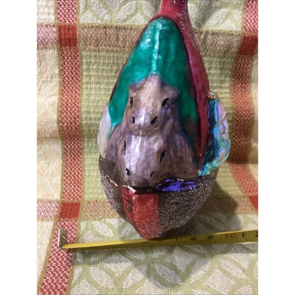 Vintage Art Glass Noah's Ark Hand Painted Christmas Tree Ornament Marked Poland - Picture 4 of 12